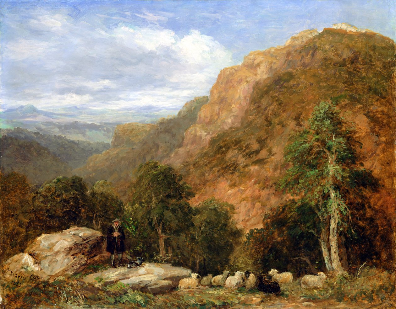 En udsigt fra oven Bettws-y-Coed, Moel Siabod og Snowdon Range i det fjerne, 1853 af David Cox