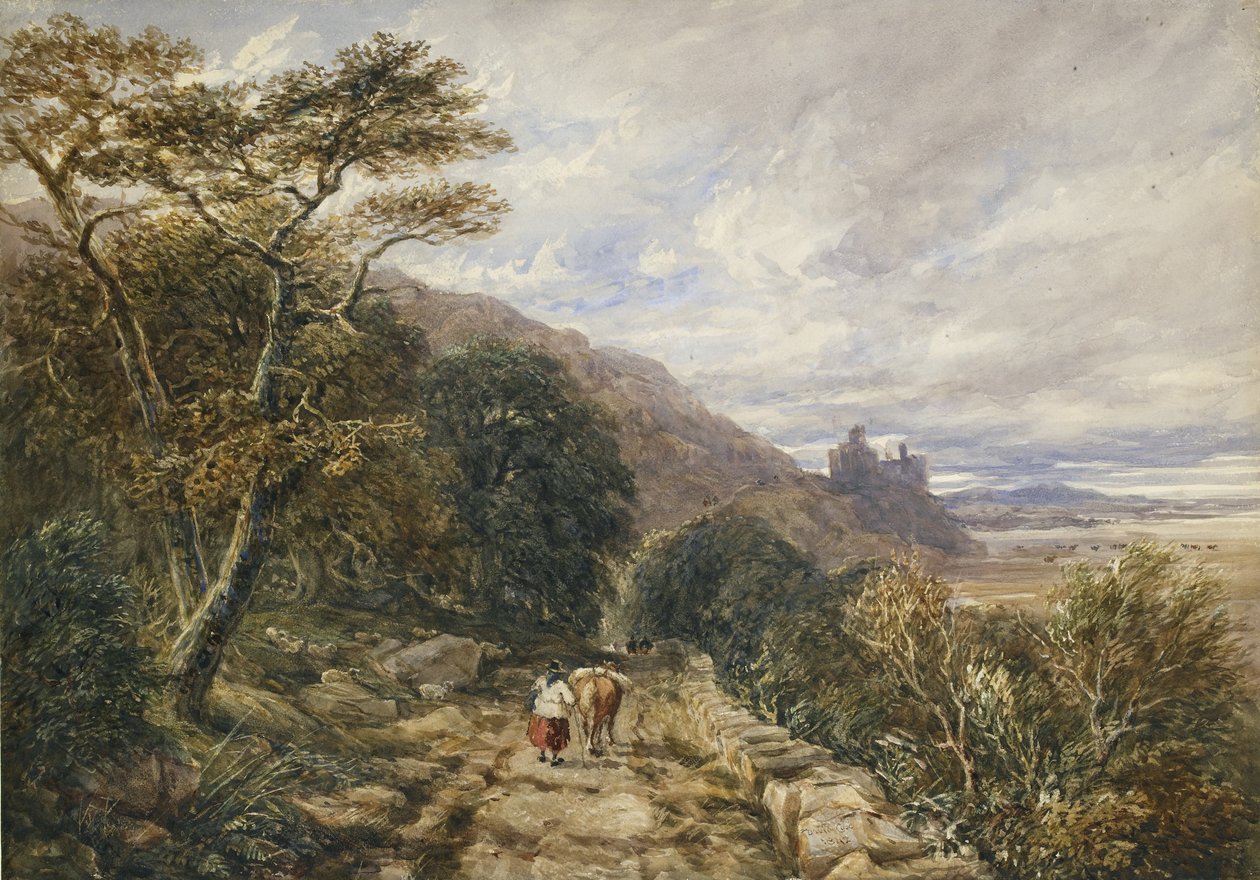 Country Track, der fører til Harlech Castle, 1842 (akvarel og kropsfarve over grafit) af David Cox