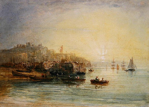 Fiskerbåde ved Dover (akvarel på papir) af David Cox