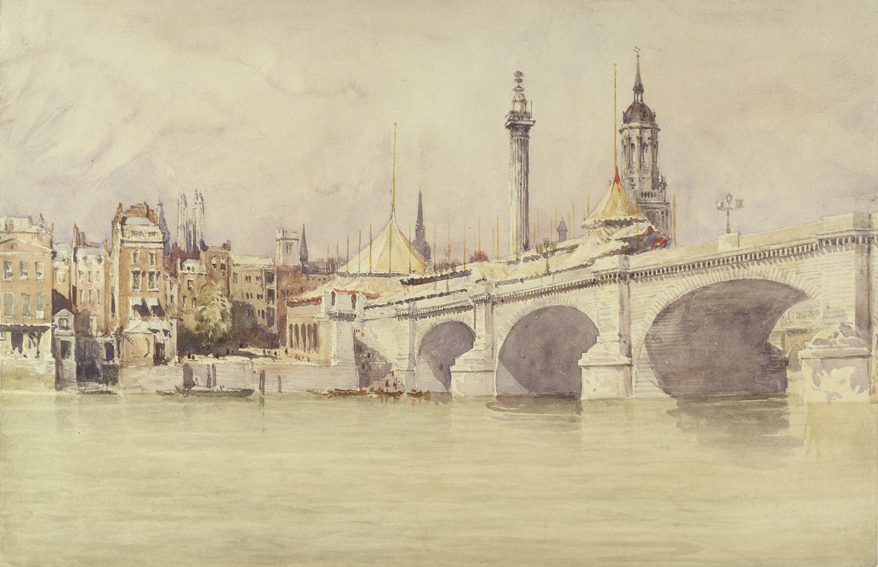 London Bridge, 1831 (wc med kropsfarve over grafit på papir) af David Cox