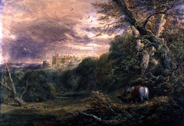 Powys Park, Montgomeryshire, ca. 1837 (akvarel over blyant, gouache og gummi arabicum på papir) af David Cox