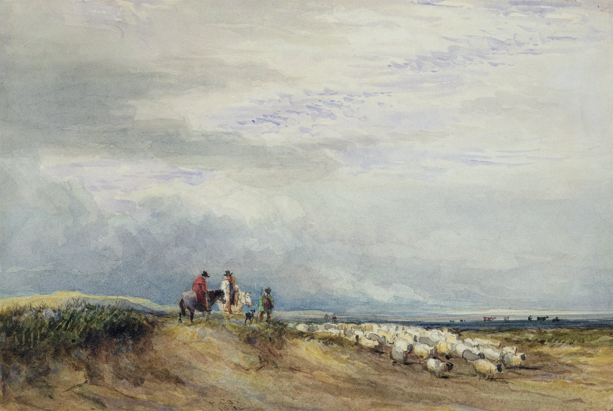 Ryttere på Ulverstone (wc på papir) af David Cox