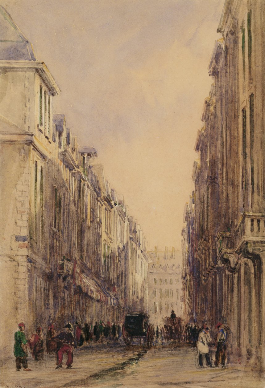 Rue Vivienne, Paris (wc på papir) af David Cox