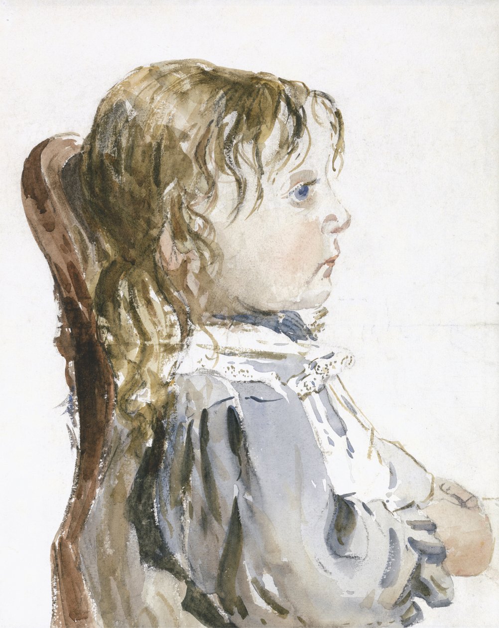 Studie af en lille pige i en pinafor, sandsynligvis slutningen af 1840