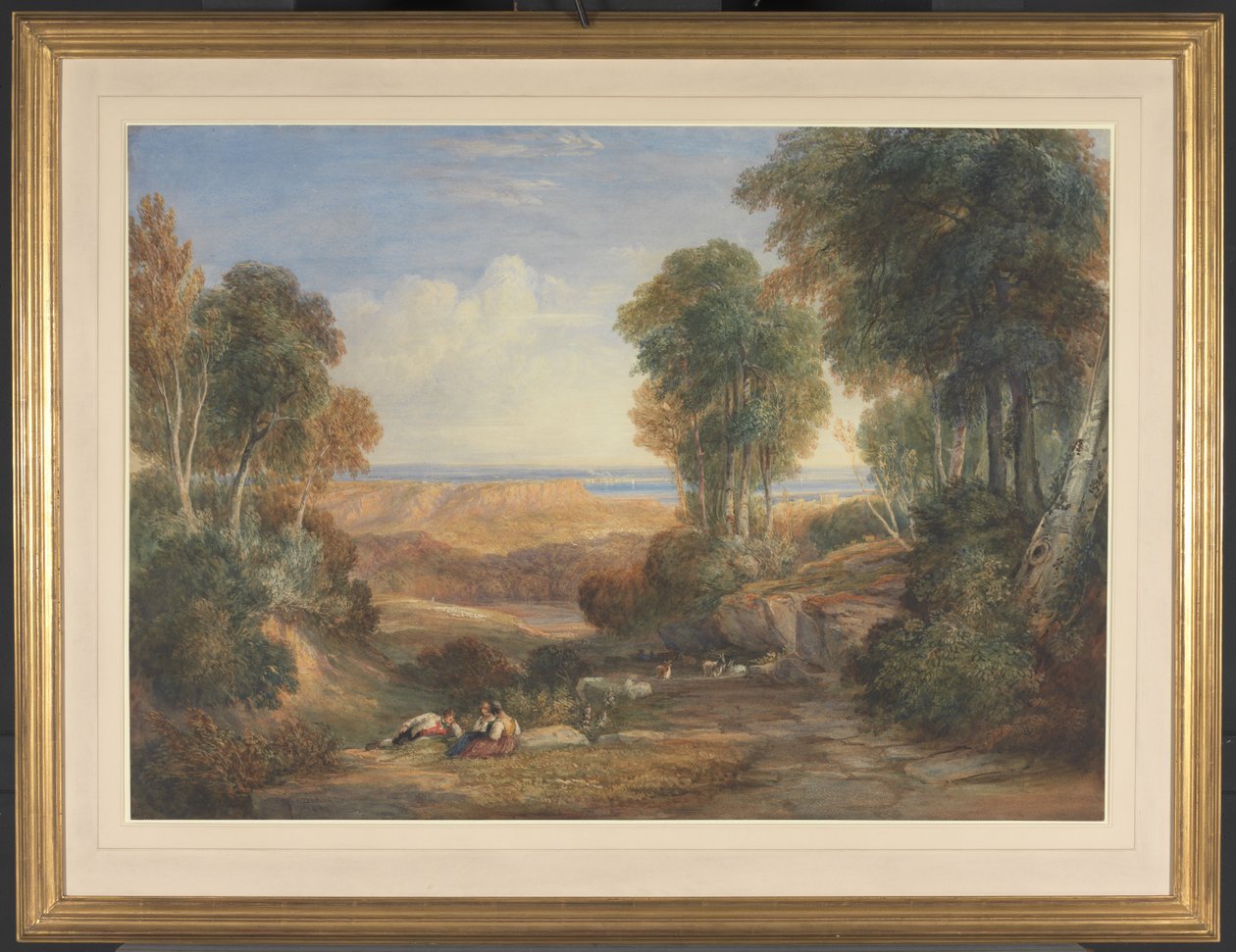 Sammenløbet af Severn og Wye med Chepstow i det fjerne af David Cox