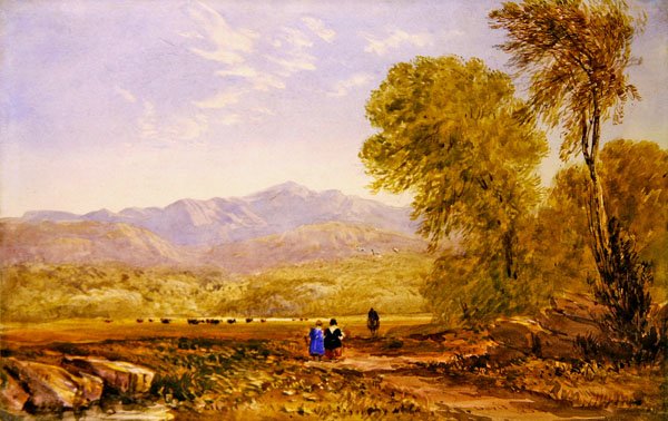 Udsigt over Snowdon, Capel Curig (akvarel på papir) af David Cox