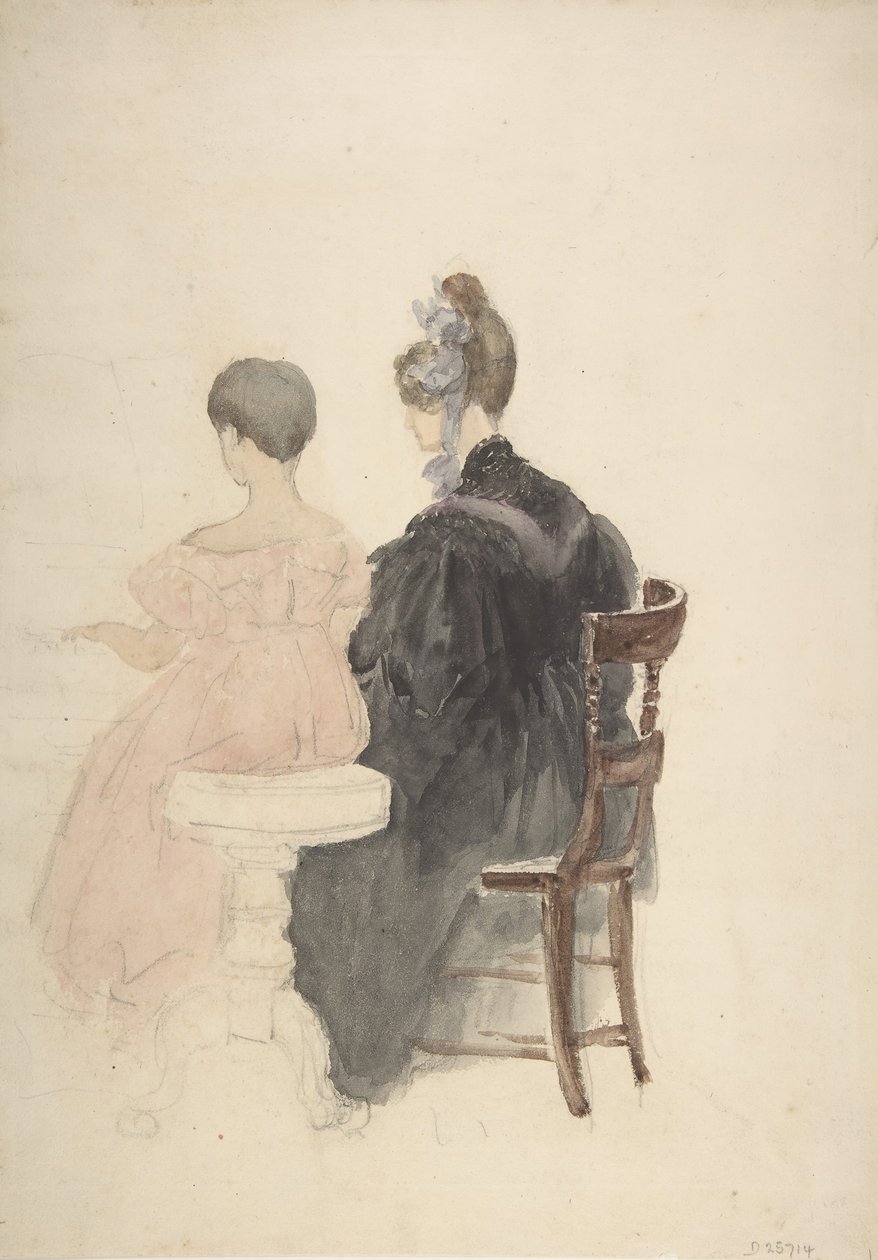 En klaverlektion, 1800-1859. af David Cox the elder