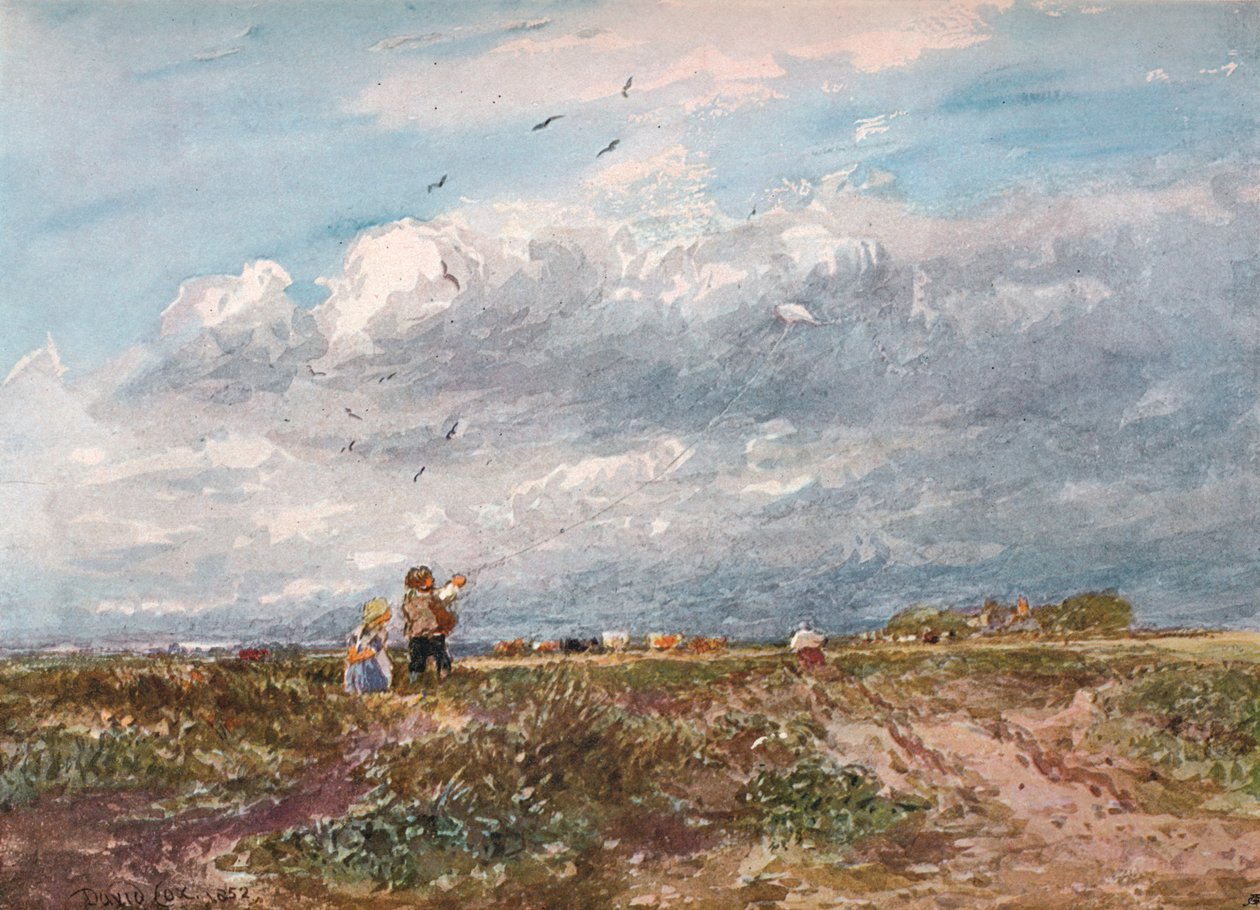 Flying the Kite, 1852 af David Cox the elder