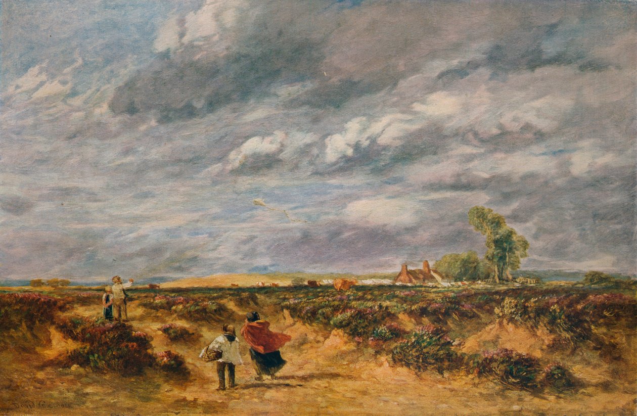 Flying the Kite, A Windy Day, 1851 af David Cox the elder