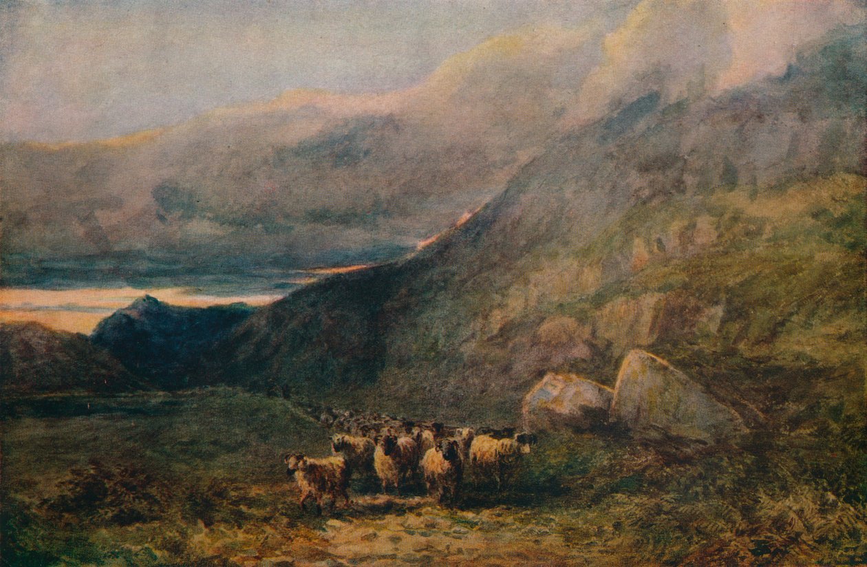 Bjergvej med søvn, c1838 af David Cox the elder