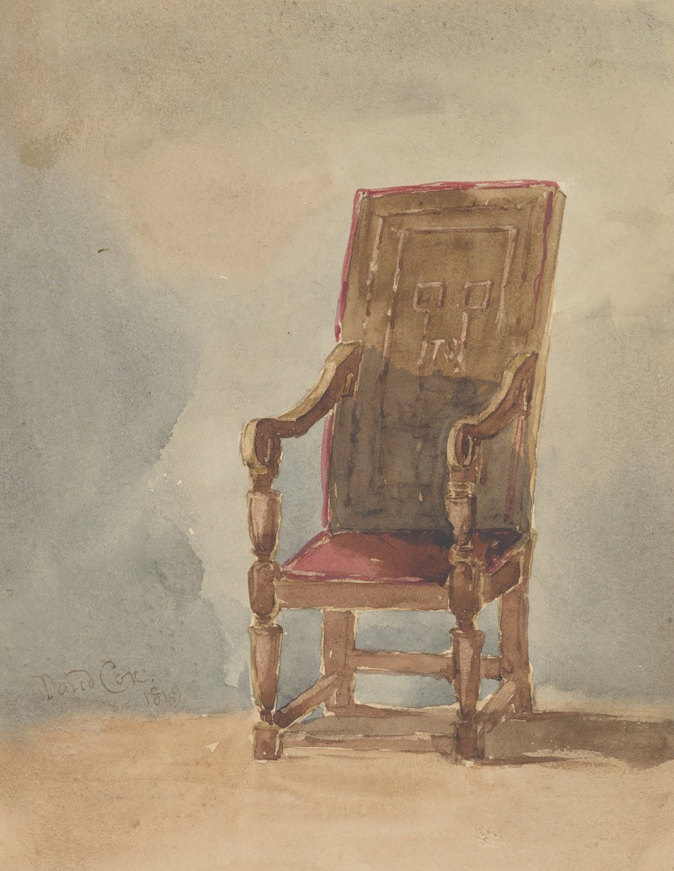 Studie af en antik lænestol, 1849. af David Cox the elder
