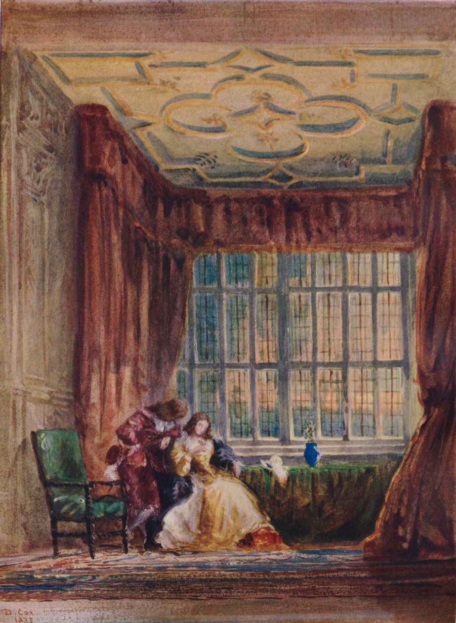 Det indre af det lange galleri, Haddon Hall, Derbyshire, 1833 af David Cox the elder