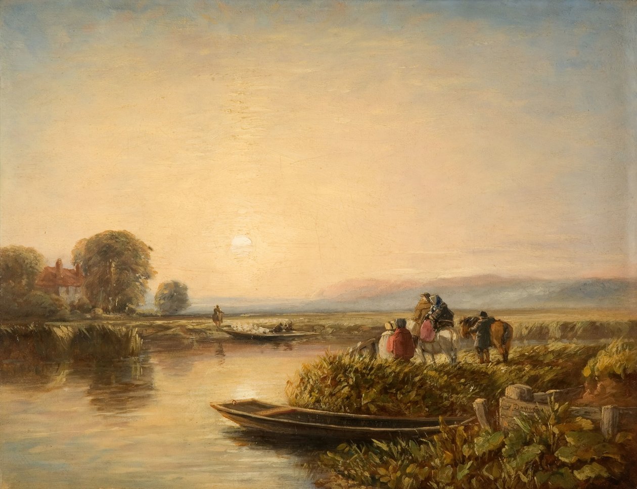 Venter på færgen - morgen, 1851. af David Cox the elder