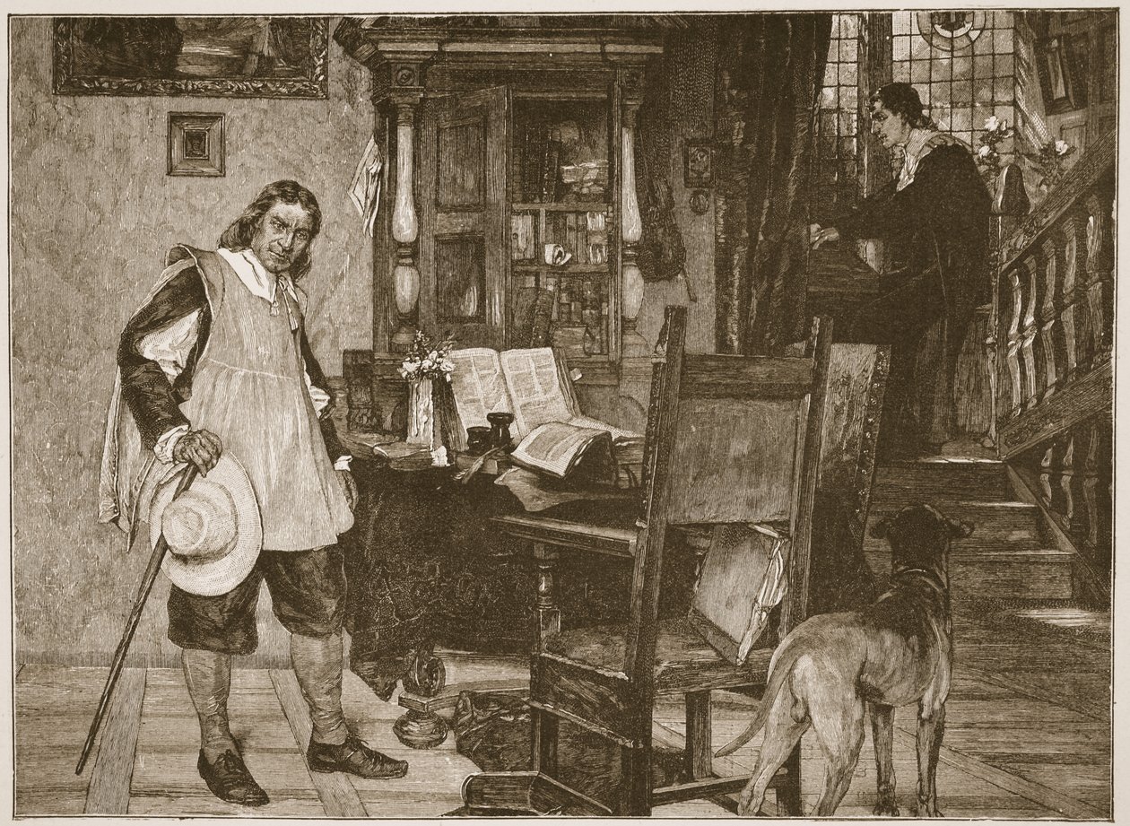 Mr. Oliver Cromwell besøger Mr. John Milton, illustration fra 
