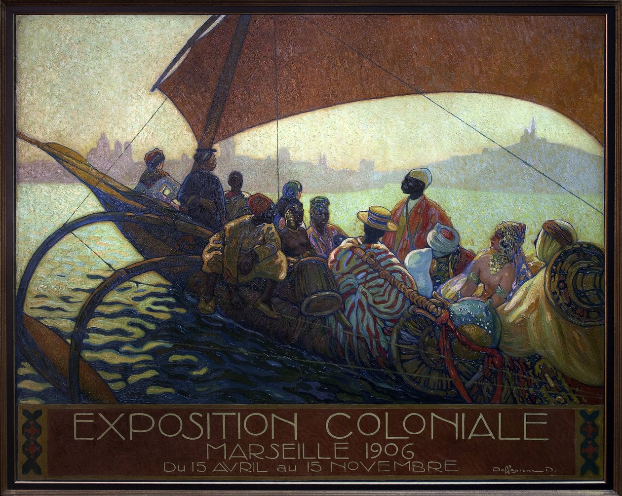 Kolonialudstilling af Marseille i 1906. maleri af David Dellepiane (1866-1932), plakatmodel, olie på lærred af David Dellepiane