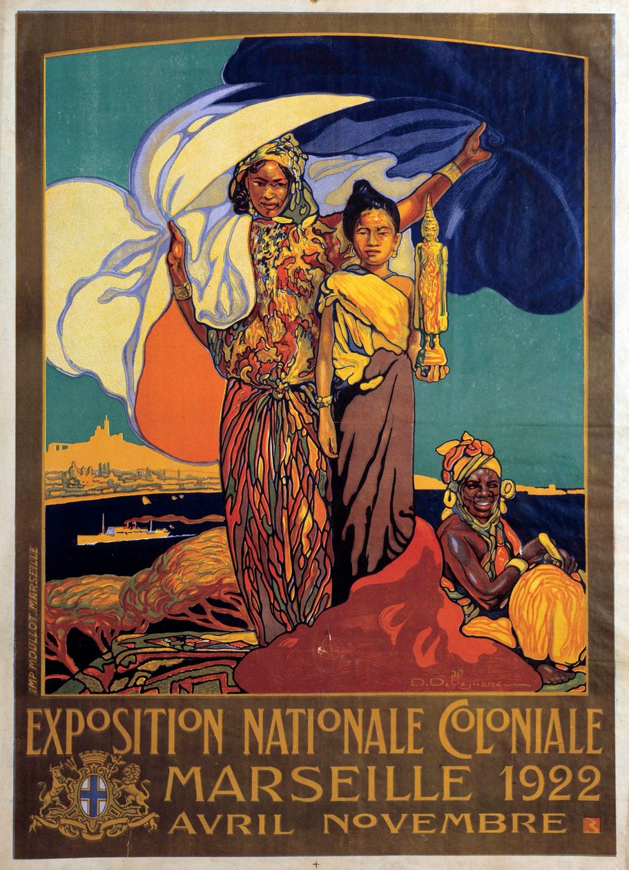 Kolonialisme: plakat for den nationale koloniudstilling i Marseille, plakat af David Dellepiane (1866-1932) af David Dellepiane