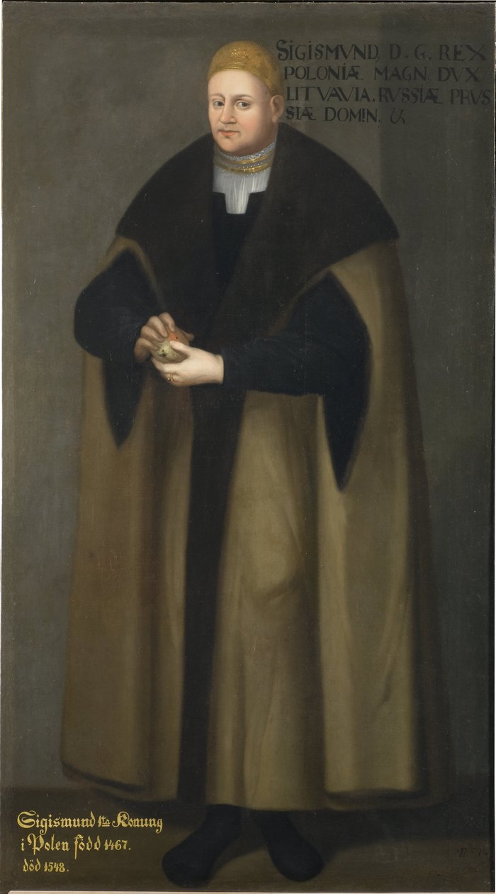Sigismund I den Ældre, konge af Polen og storhertug af Litauen - Portræt af Sigismund I af Polen (1467-1548), af Frumerie, David (1641-1677). olie på lærred af David Frumerie