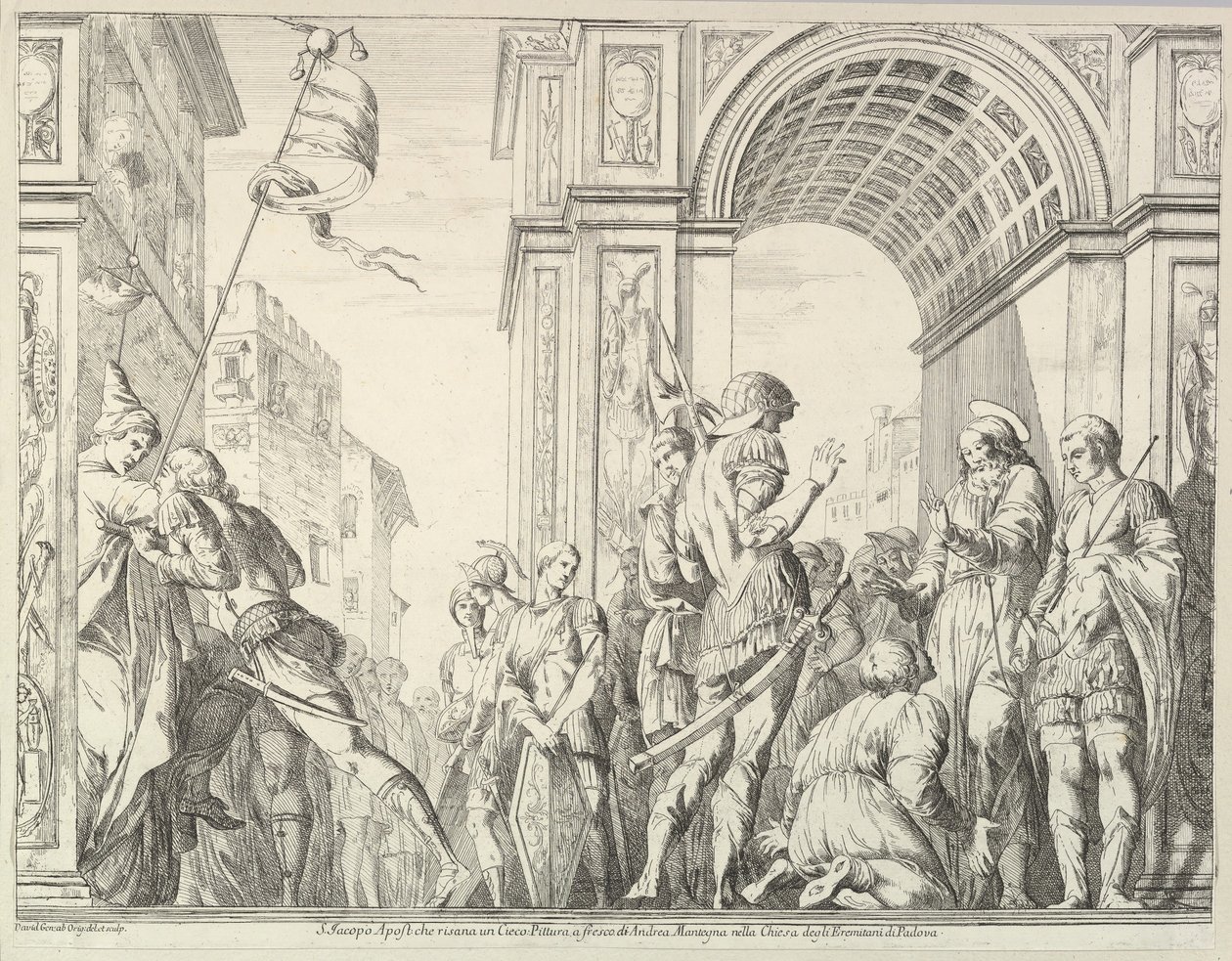 Saint James Cures a Blind Man, fra The Story of Saints James and Christopher in the Erem..., 1776. af David Giovanni