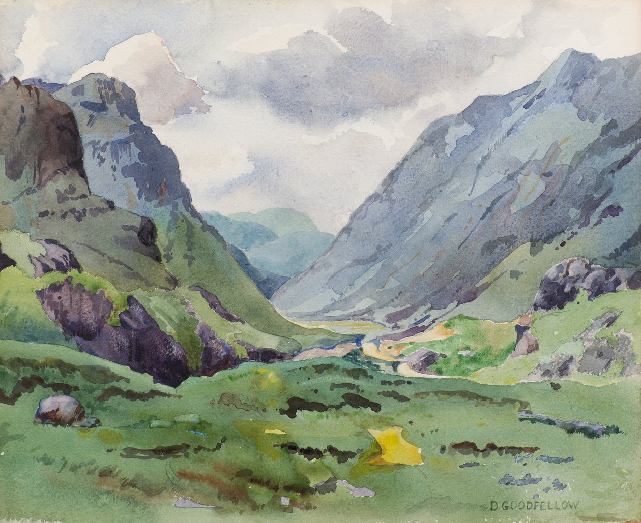 Glencoe, 20. århundrede (akvarel) af David Goodfellow