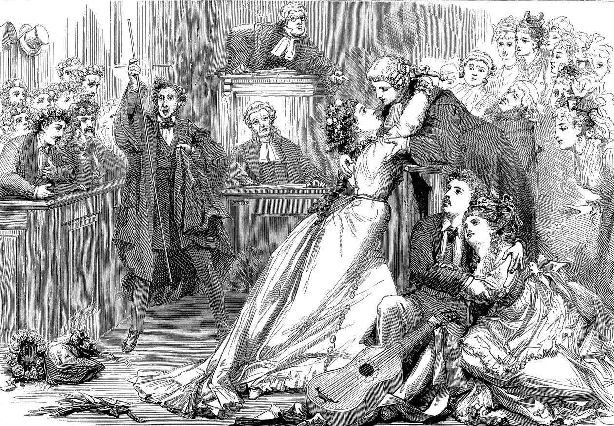 En scene fra Trial by Jury, 1875 af David Henry Friston