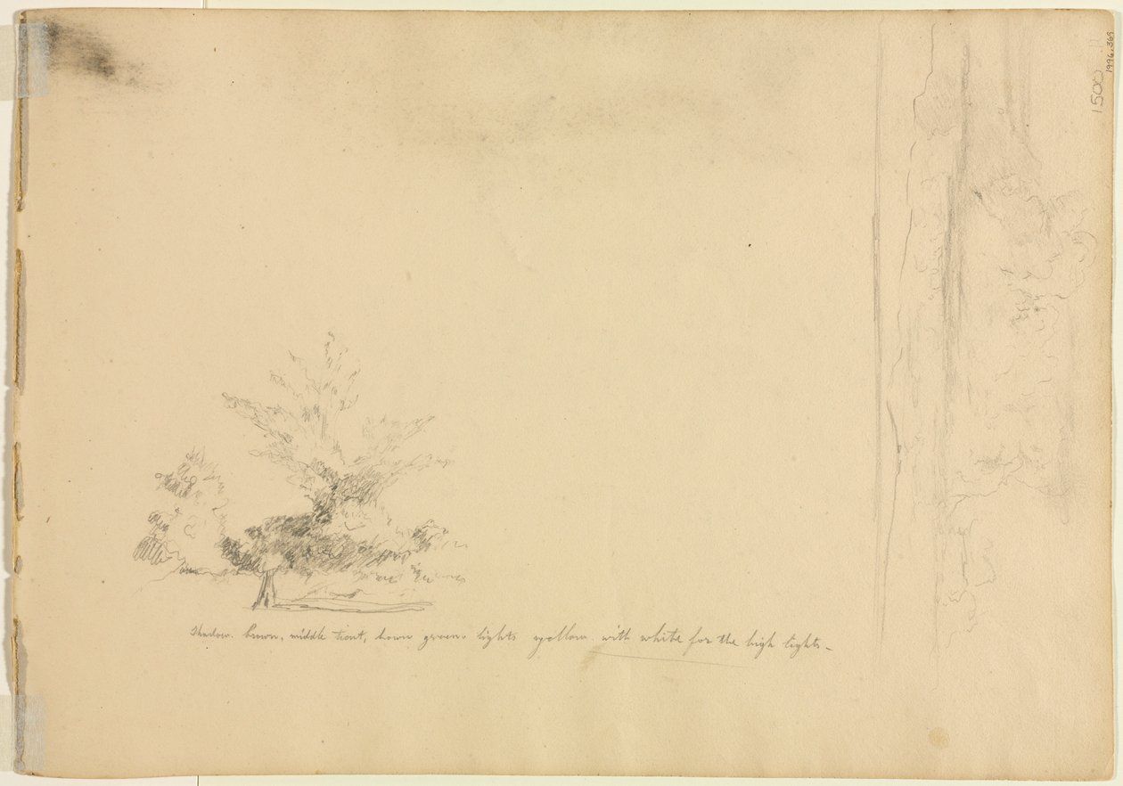 Landskabs- og træstudier verso, ca. 1851. af David Johnson