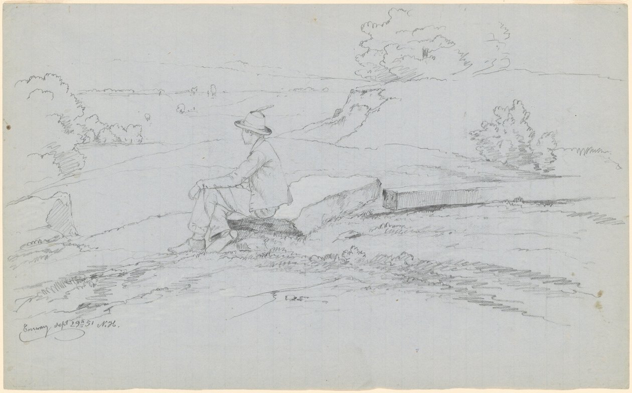 Studie til "White Mountains from North Conway, New Hampshire" [recto] af David Johnson