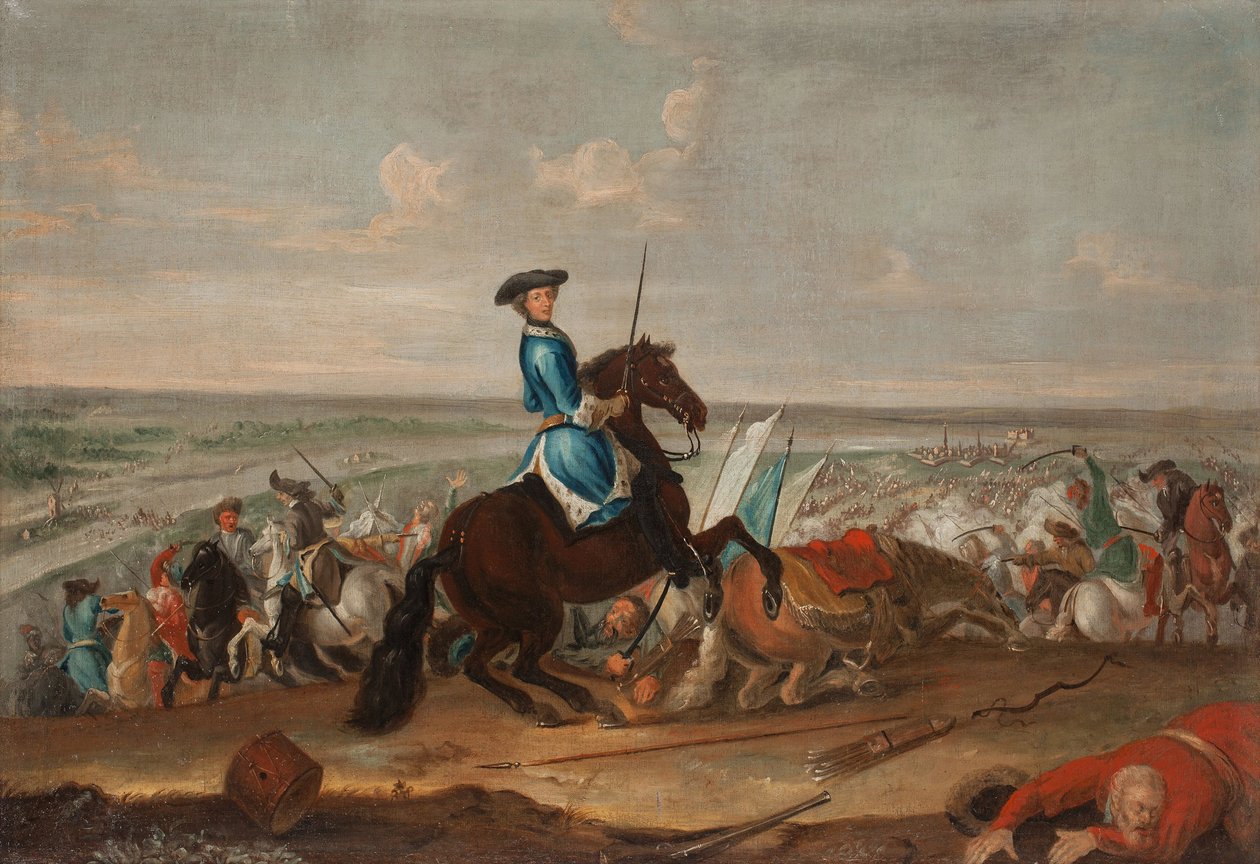 Kong Charles XII i slaget ved Narva den 19. november 1700 af David Krafft von