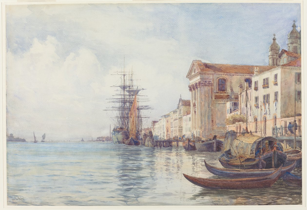 Giudecca-kanalen med forsendelse nær Chiesa dei Gesuati af David Law
