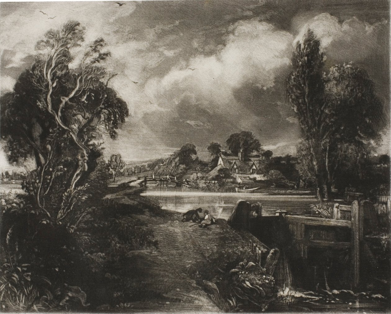 En sluse ved Stour, Suffolk af David Lucas
