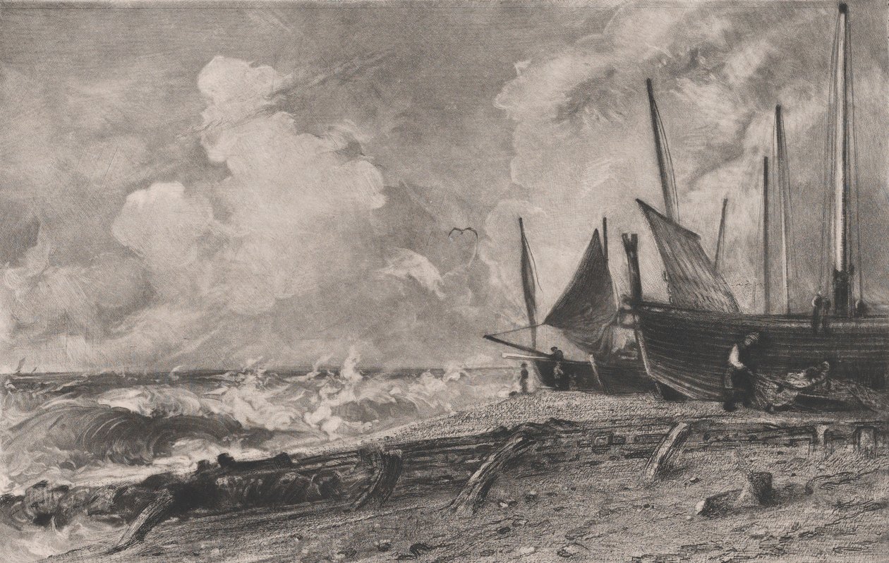 En havstrand, 1830. af David Lucas