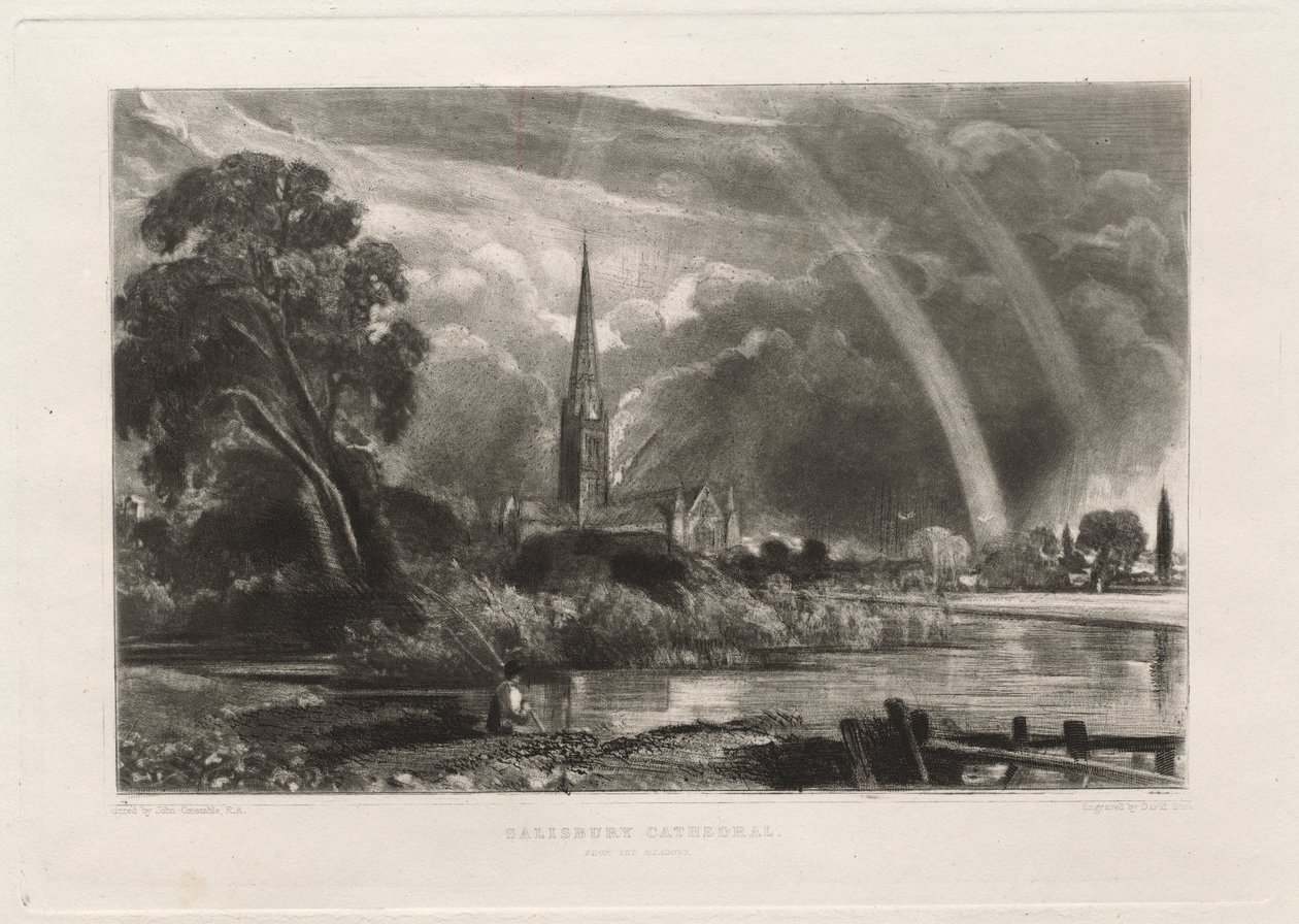 Salisbury Cathedral from the Meadows (Small Plate) af David Lucas