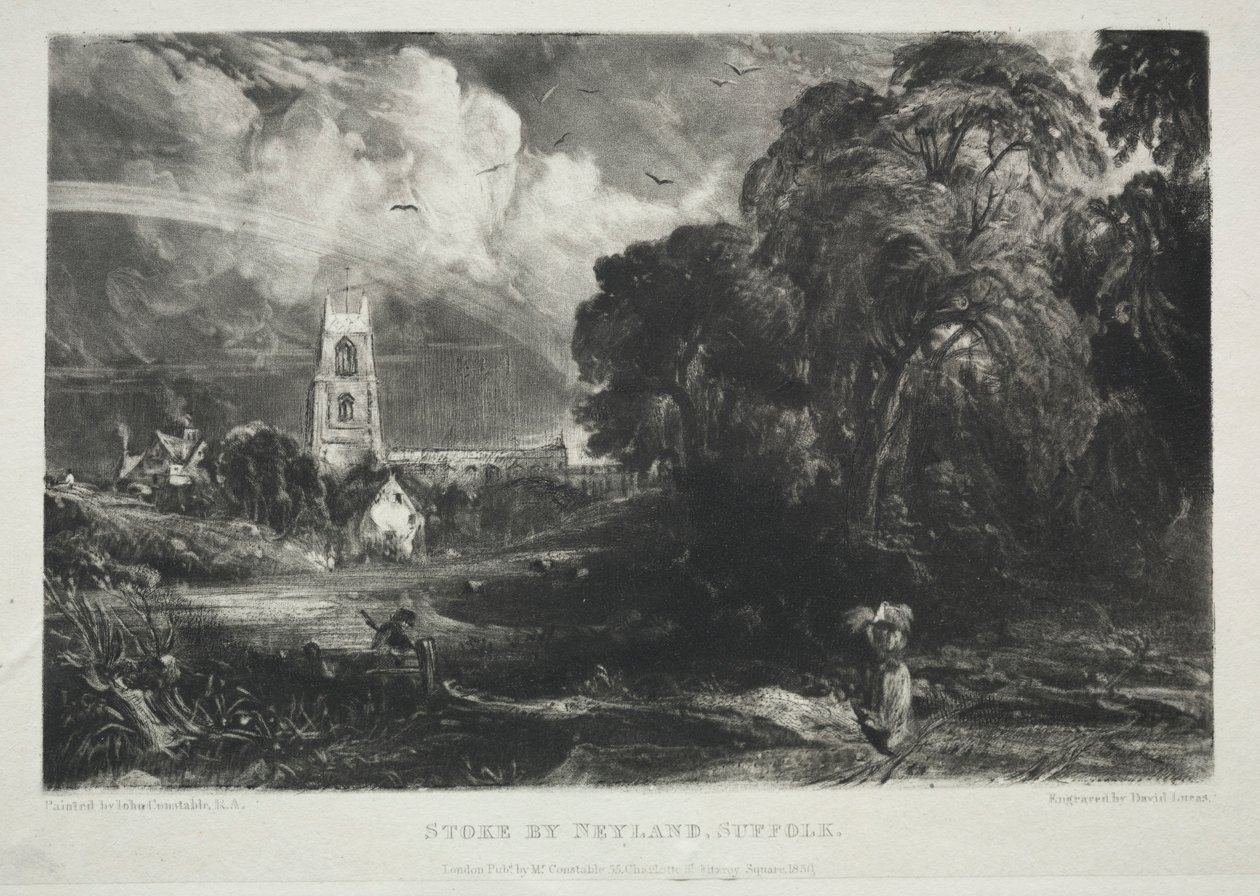 Forskellige emner af landskab, karakteristisk for engelsk natur...Stoke af Nayland, Suffolk, 1830. af David Lucas