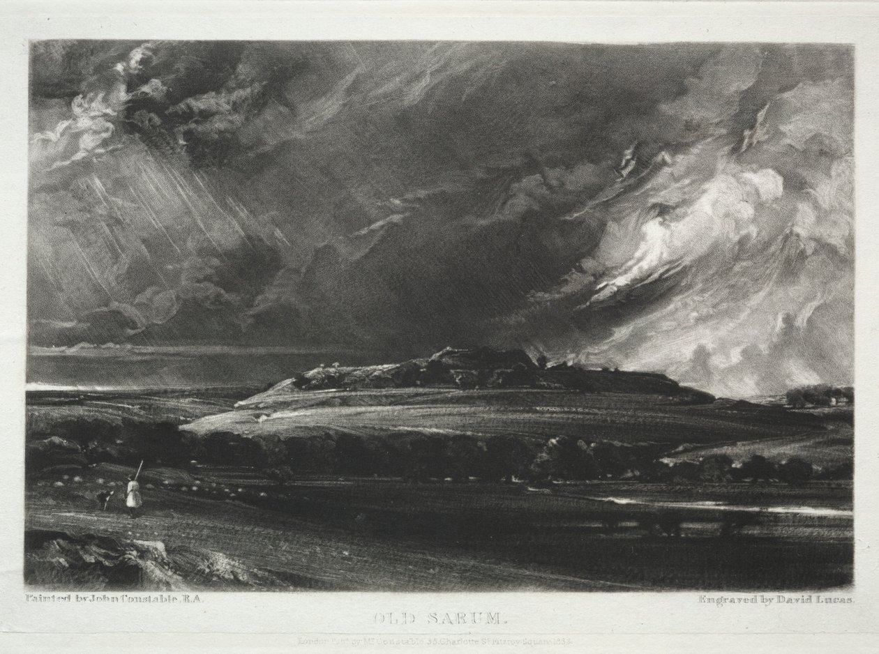 Forskellige emner af landskab, karakteristisk for engelsk natur... Old Sarum, 1832. af David Lucas
