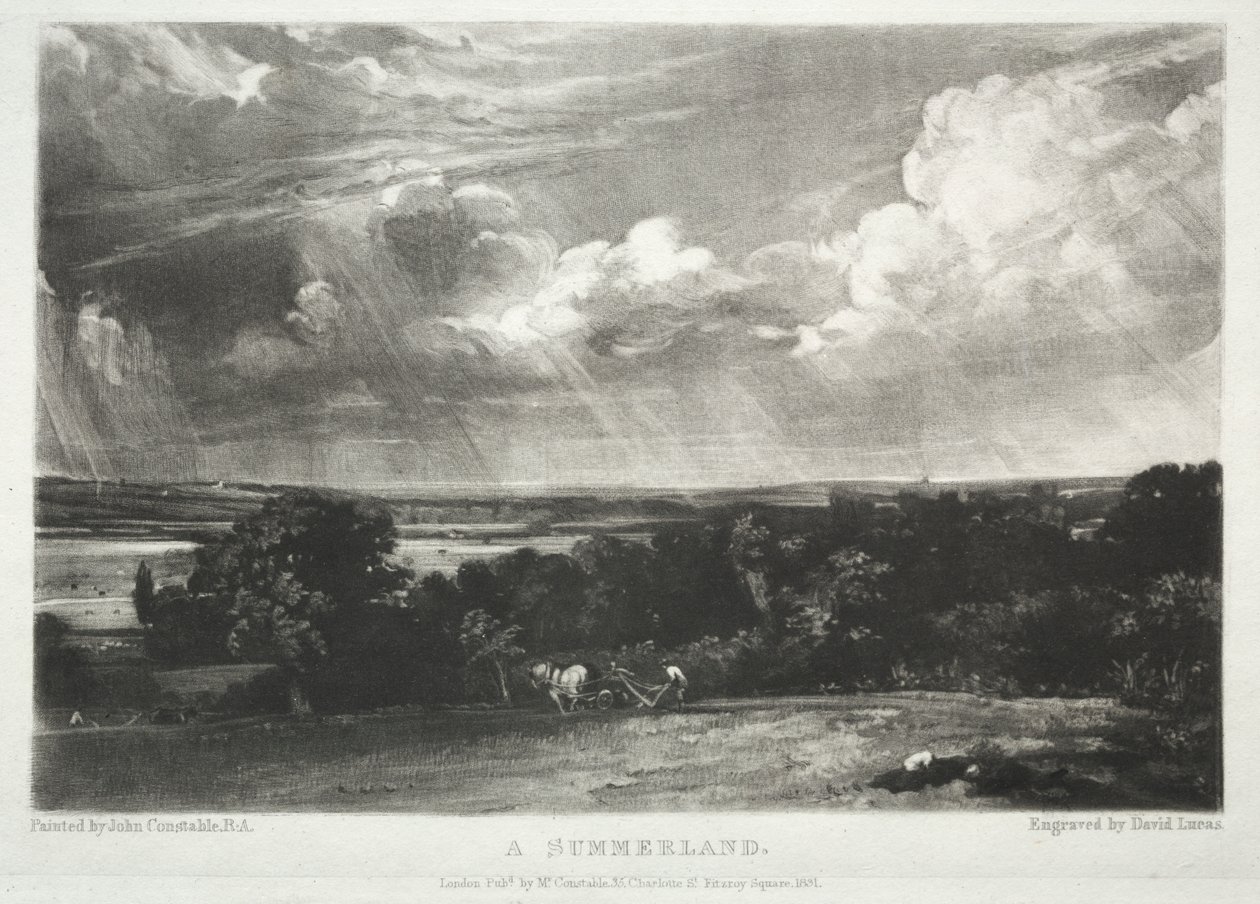 Forskellige emner af landskab, karakteristisk for engelsk sceneri fra billeder malet af John Constable, R.A.: A Summerland af David Lucas