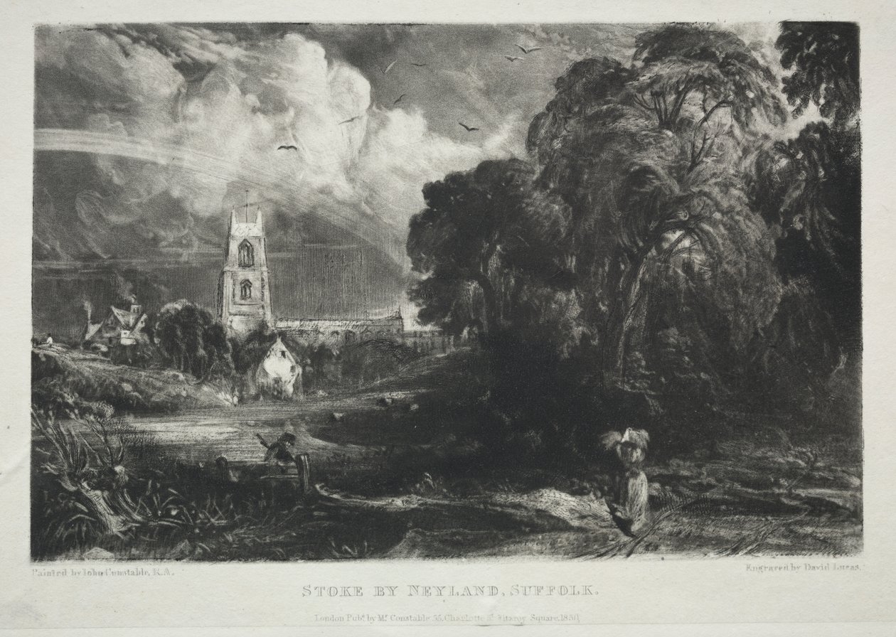Forskellige emner af landskab, karakteristisk for engelsk landskab fra billeder malet af John Constable, R.A.: Stoke af Neyland, Suffolk af David Lucas