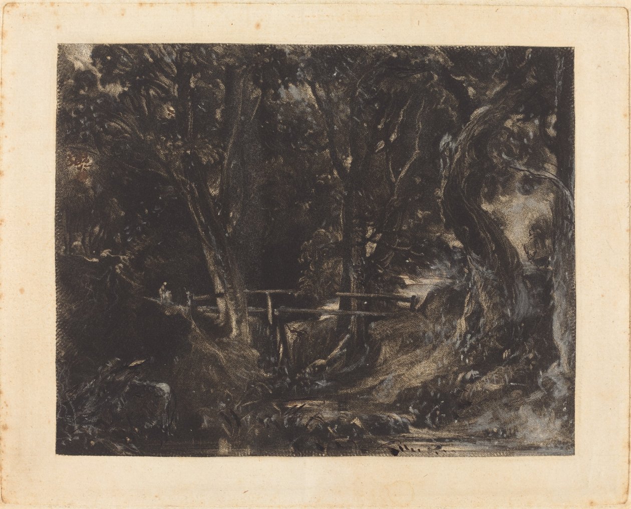En Dell i Helmingham Park, Suffolk af David Lucas after John Constable