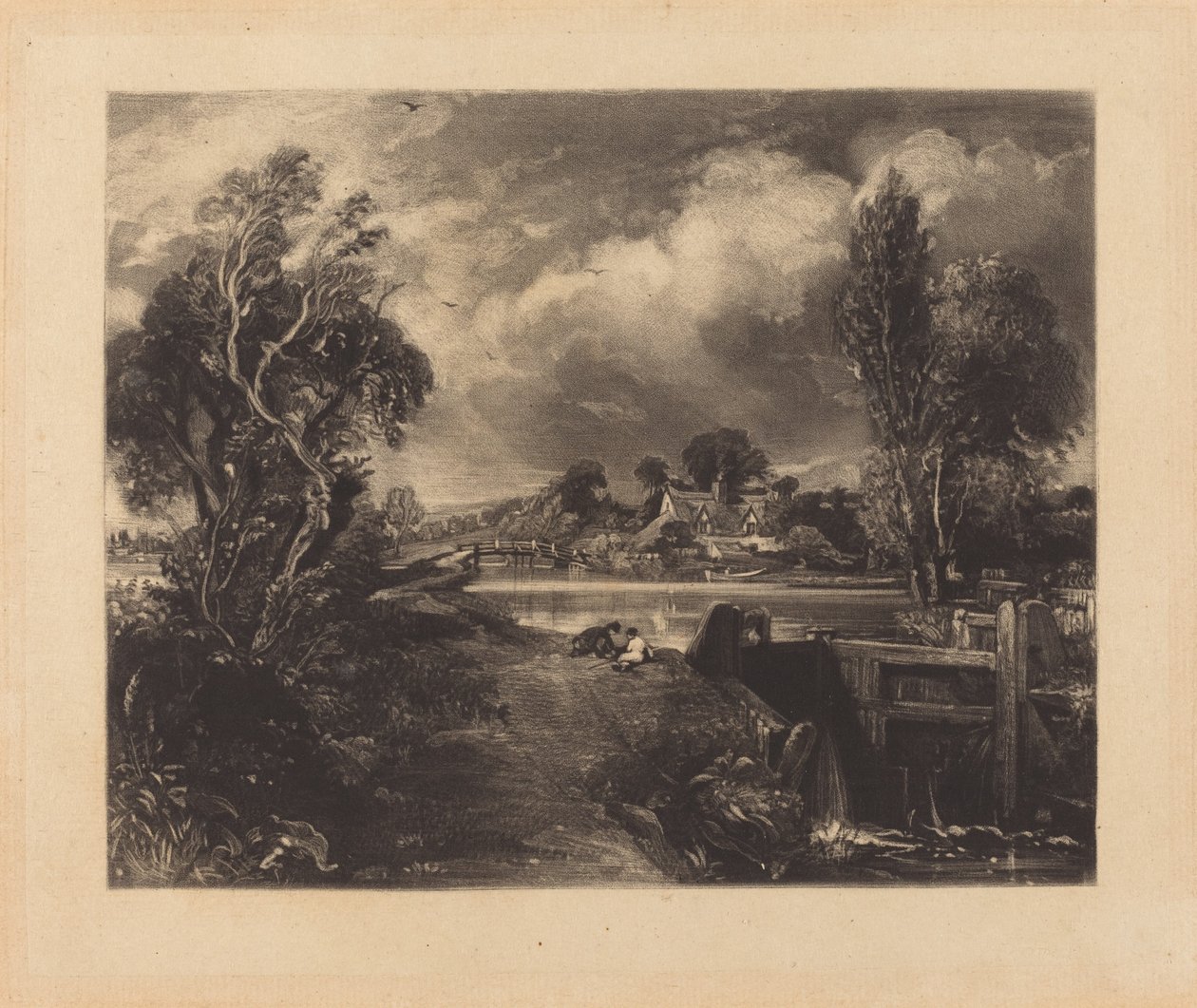 En Lås på Stouren af David Lucas after John Constable