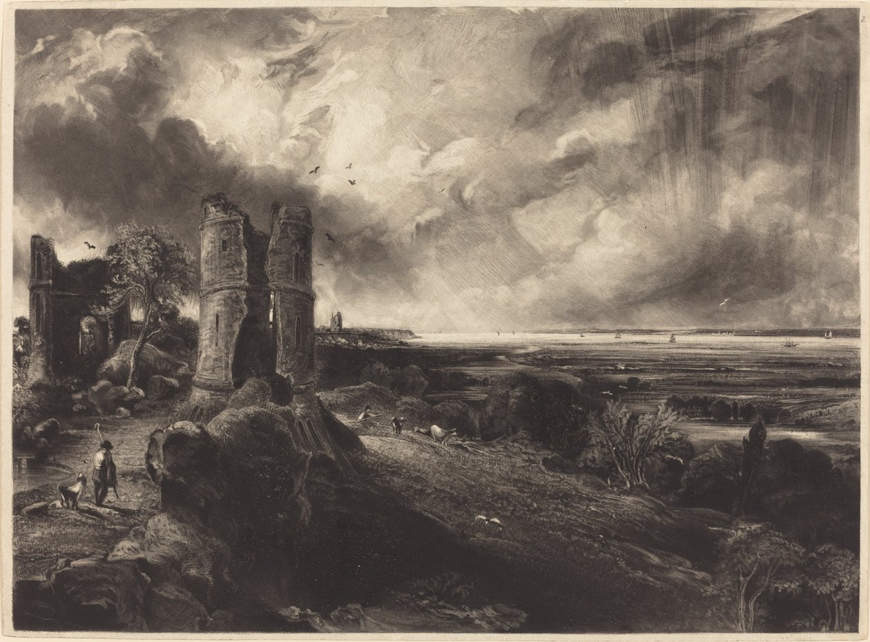 Hadleigh Castle (stor plade) af David Lucas after John Constable