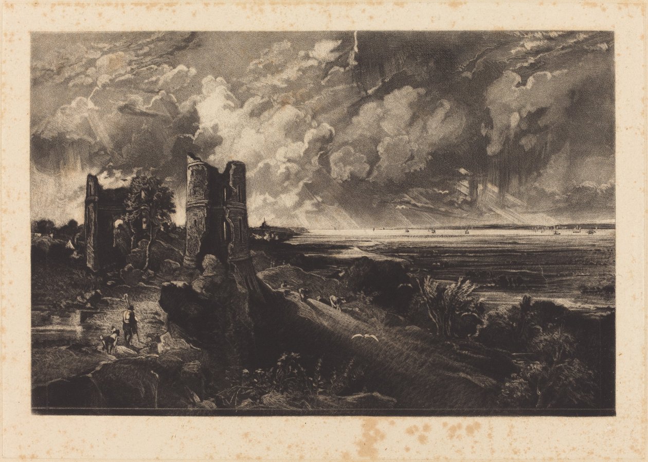 Hadleigh Castle (lille tallerken) af David Lucas after John Constable