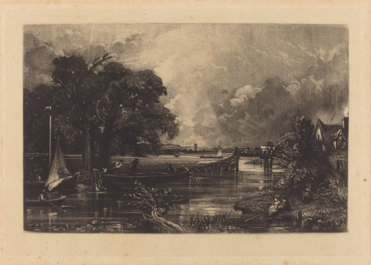 Floden Stour af David Lucas after John Constable