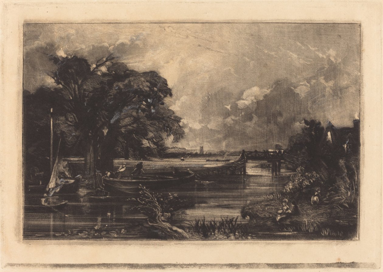River Stour, Suffolk af David Lucas after John Constable