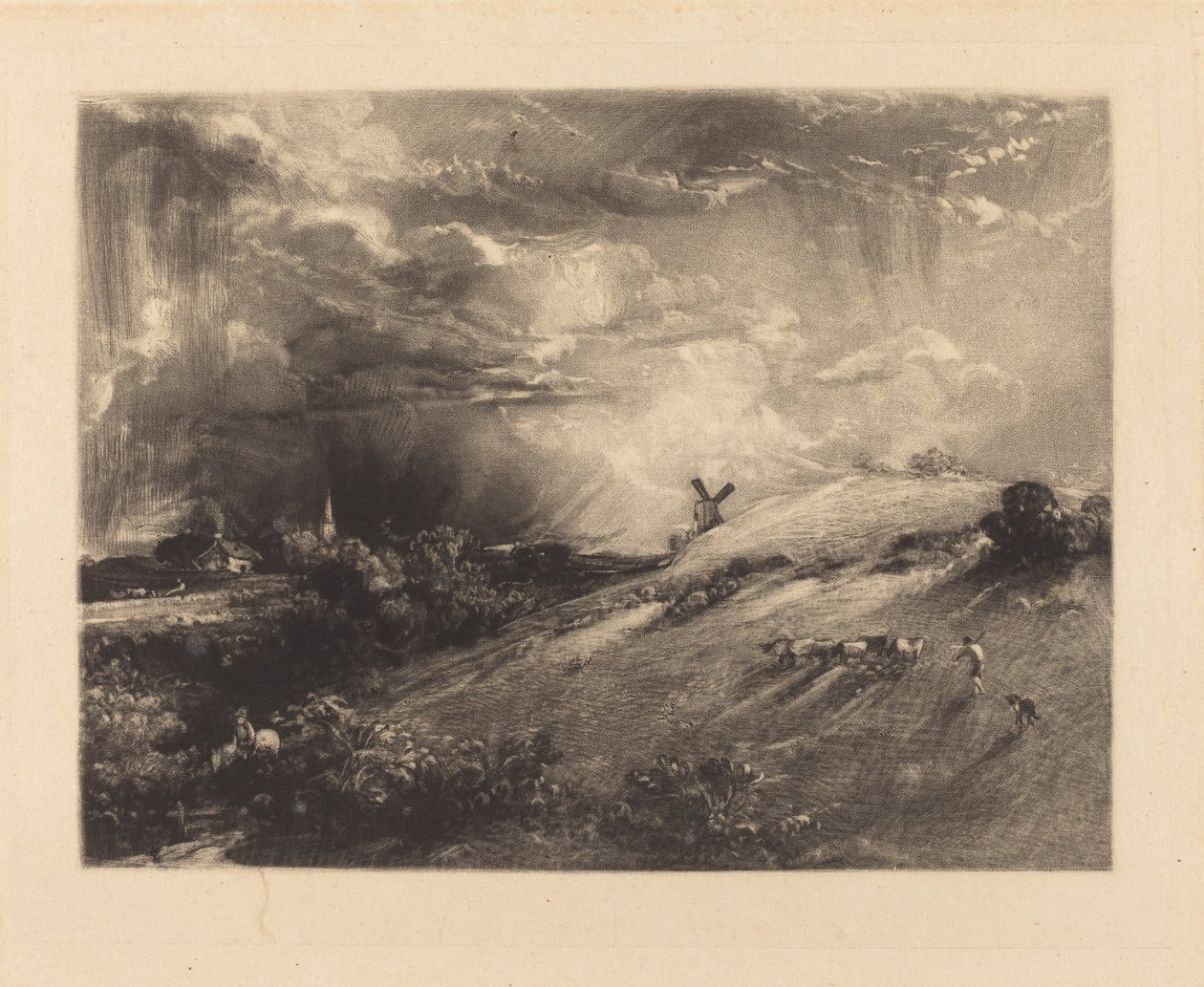 Sommer eftermiddag, efter et brusebad af David Lucas after John Constable