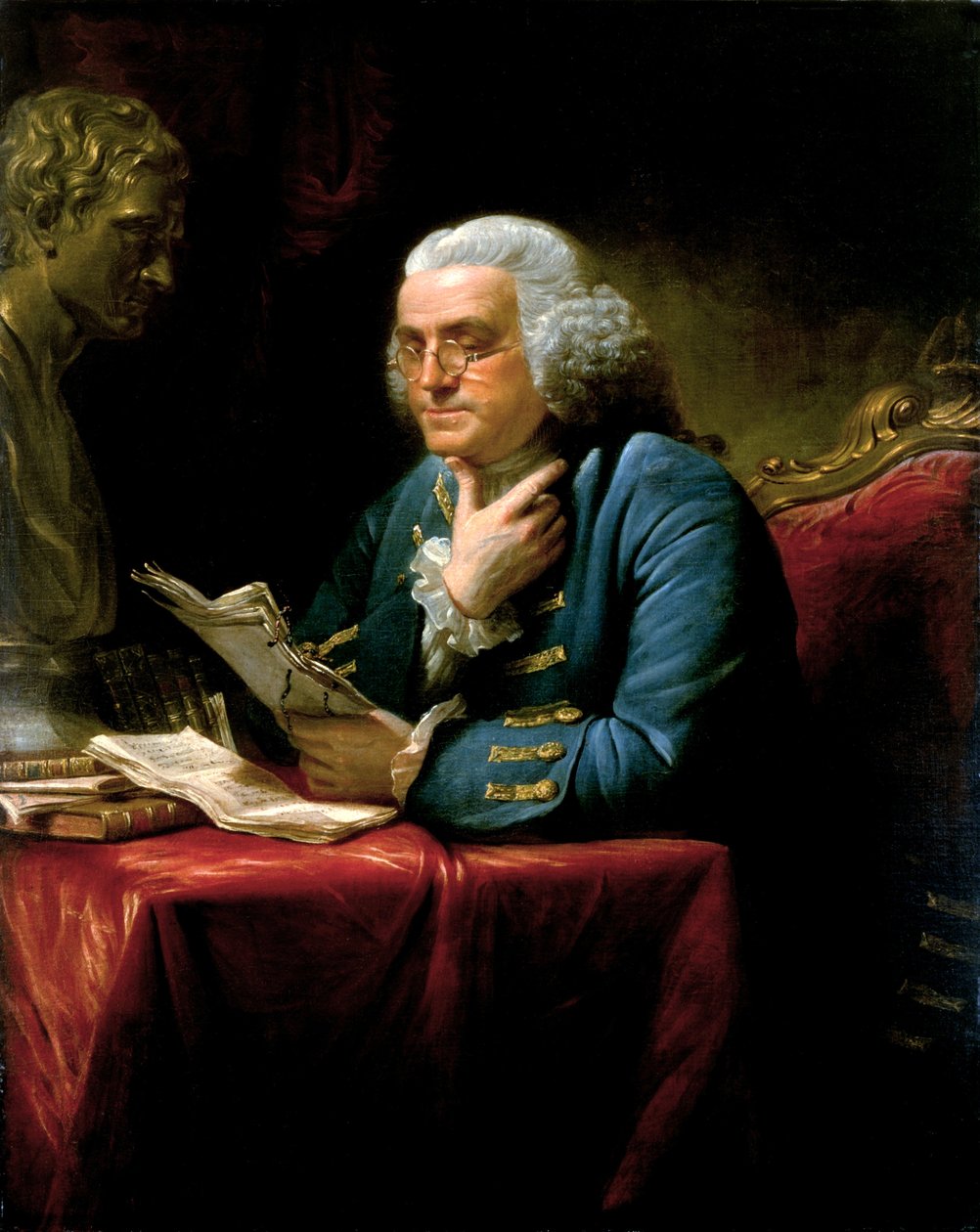 Portræt af Benjamin Franklin af David Martin