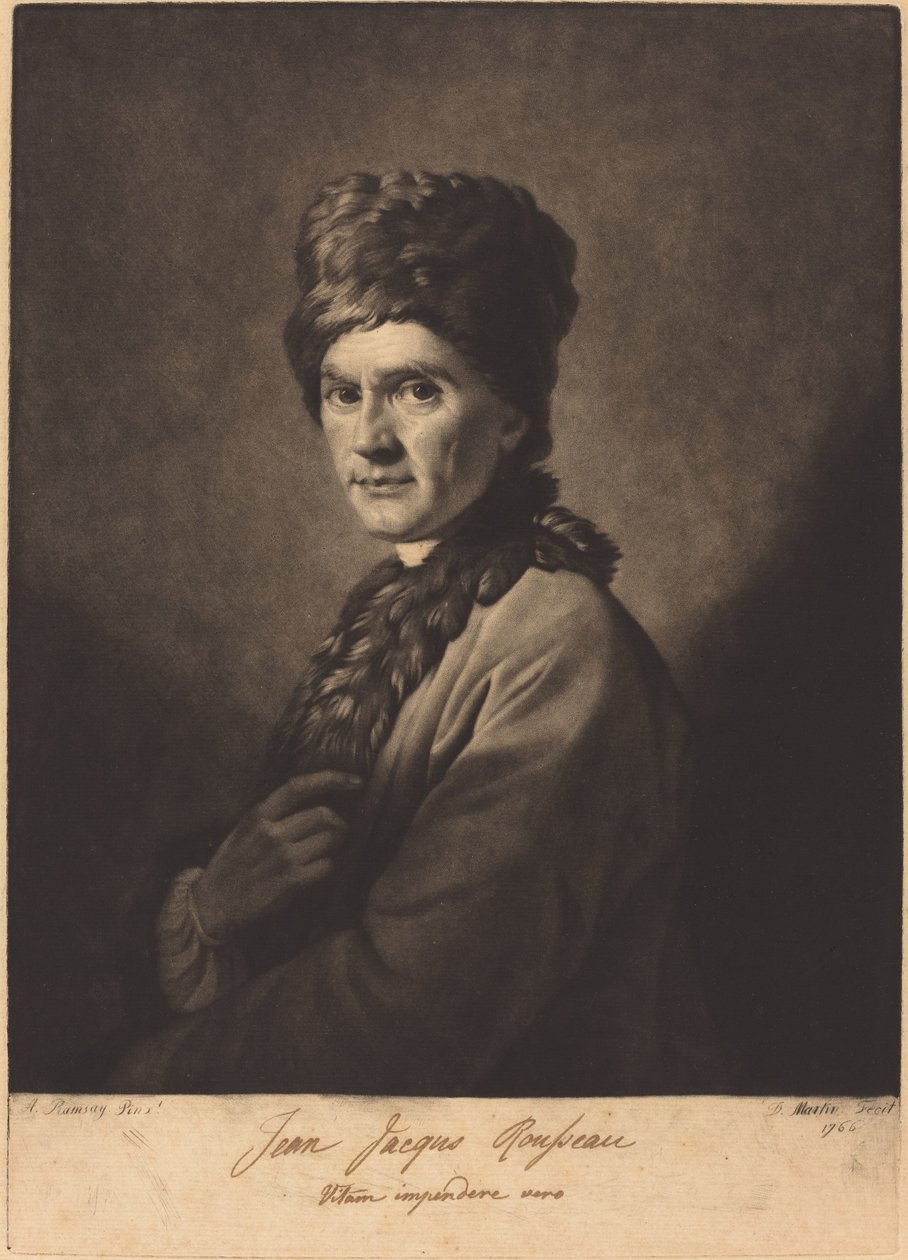 Jean-Jacques Rousseau af David Martin after Allan Ramsay