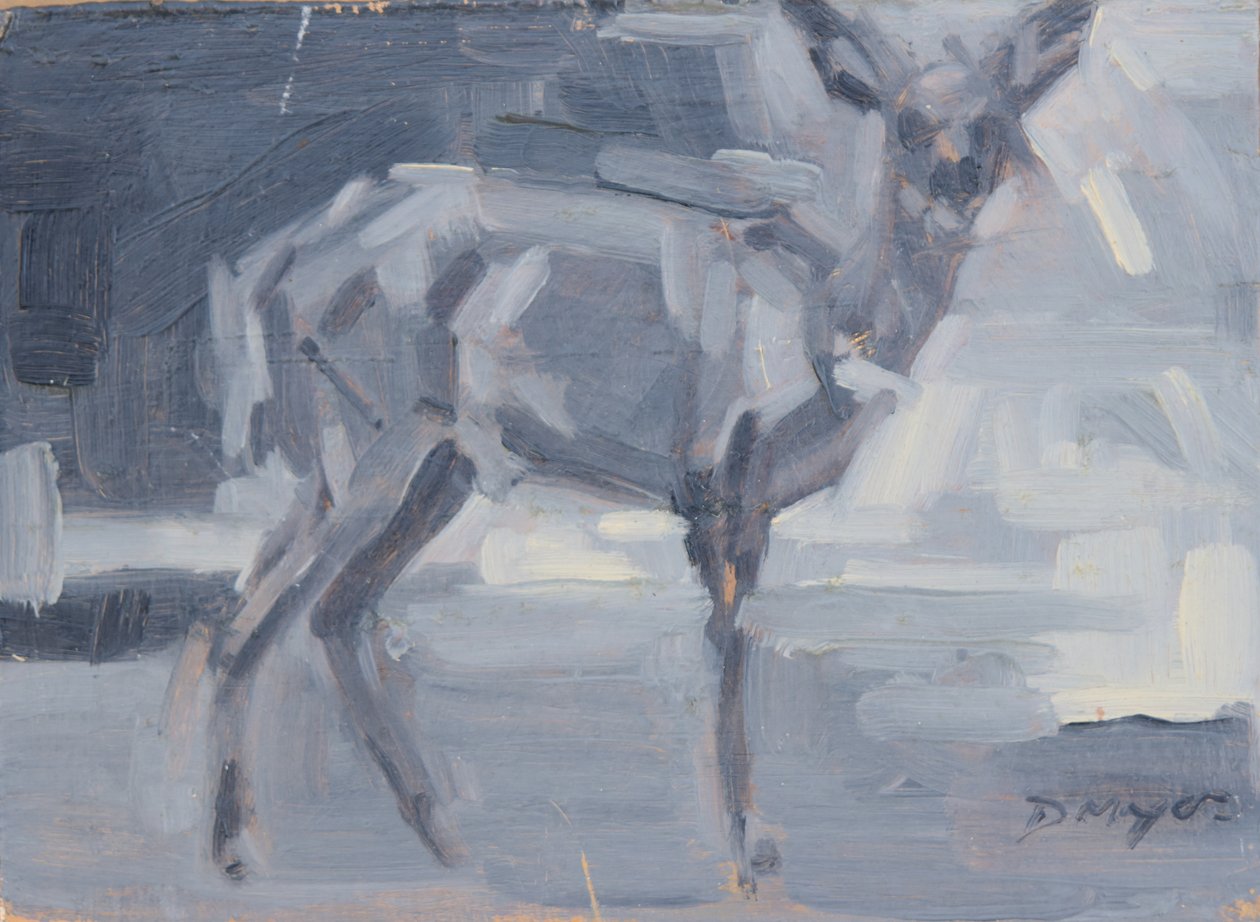 Bushbuck Doe, 2016 (olie på panel) af David Mayer