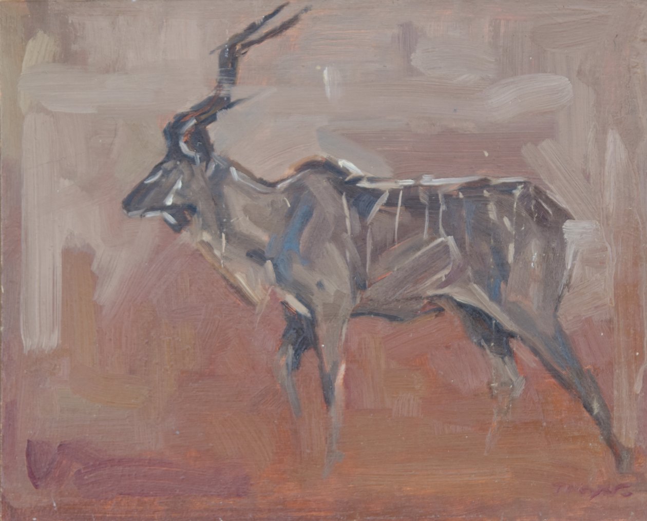 Kudu Bull, 2018 (olie på panel) af David Mayer