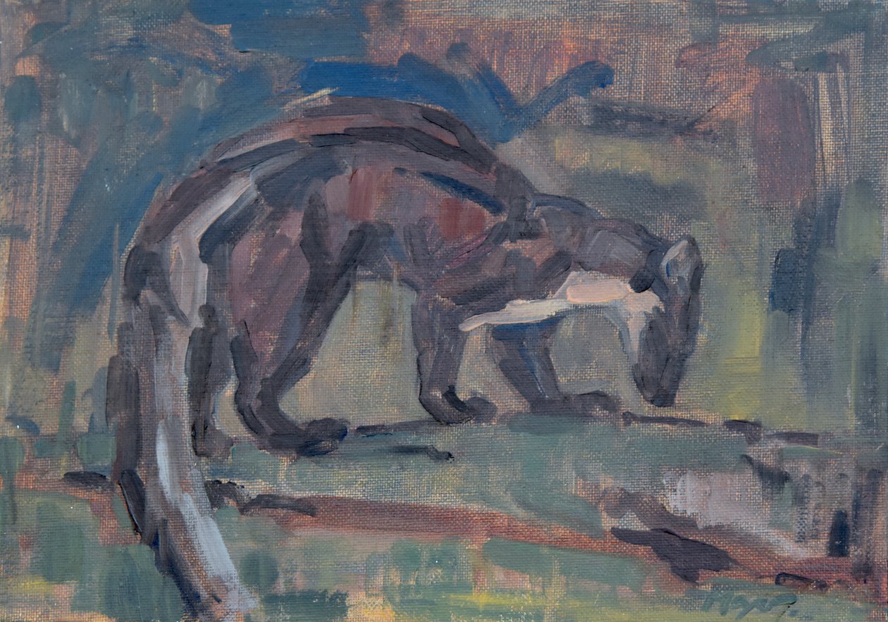 Pine Marten, 2023 (olie på lærred) af David Mayer