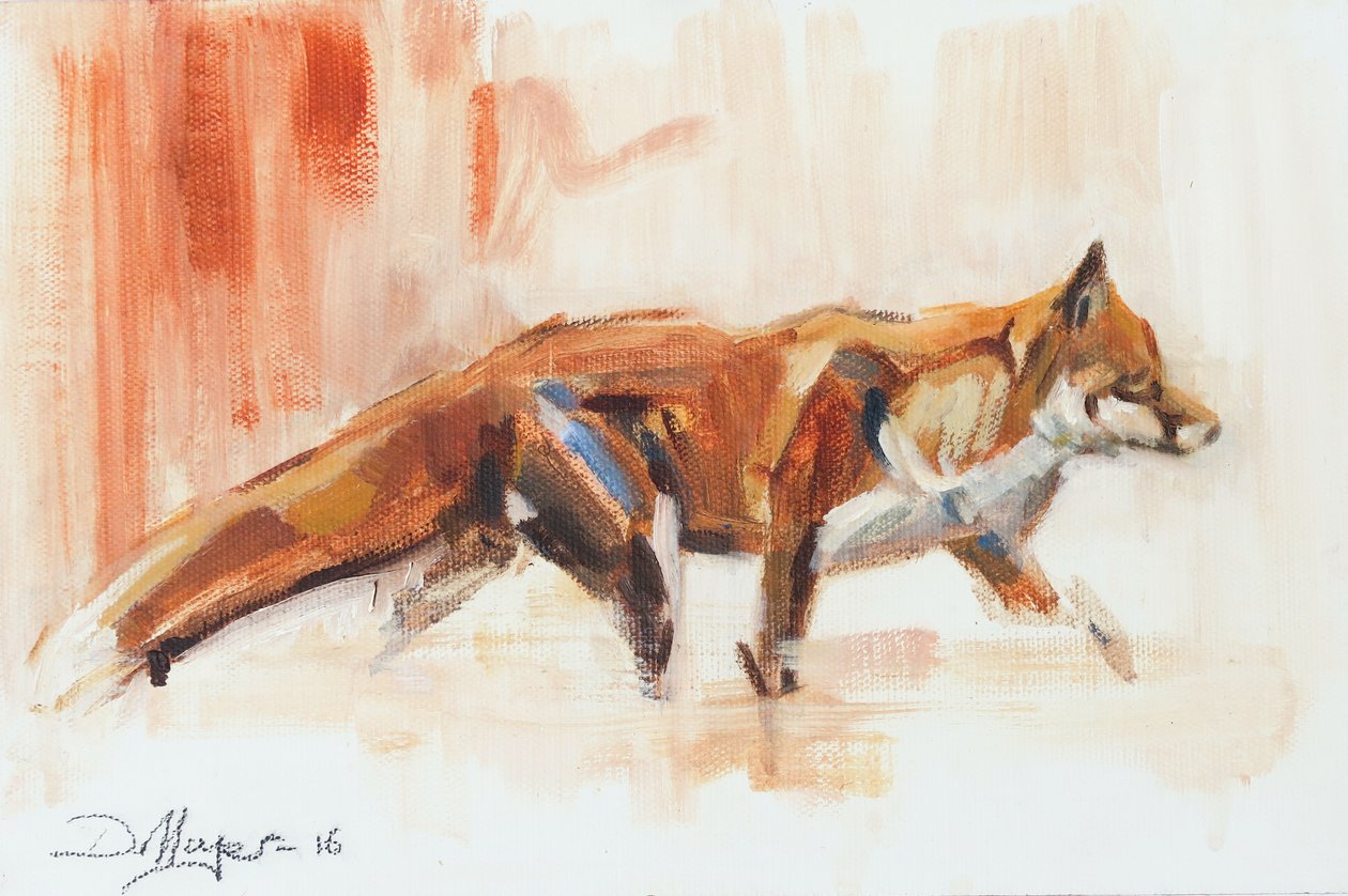Red Fox, 2015 (olie på lærred) af David Mayer