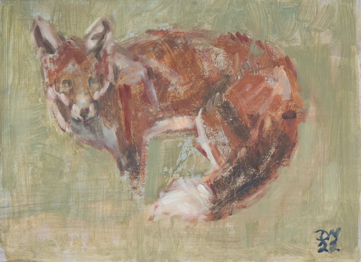 Red Fox, 2022 (olie på lærred) af David Mayer