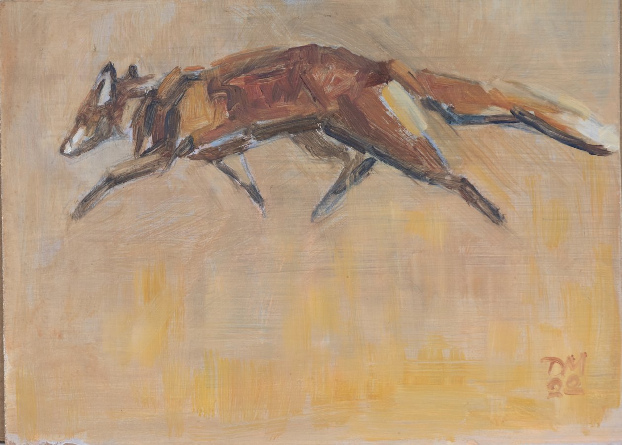 Red Fox, 2022 (olie på lærred) af David Mayer